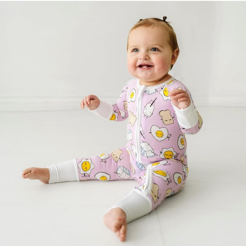 Little Sleepies pink breakfast buddies pajamas. Size 0-3 months.